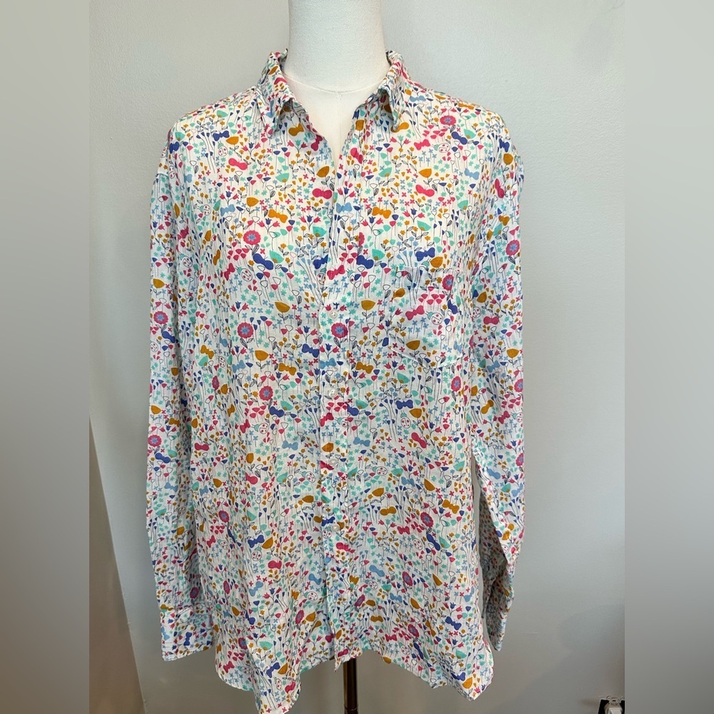 NWT Frank & Eileen Eileen 100% Italian Linen Floral Butterfly Large - Picture 3 of 8